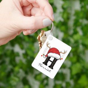 Personalisierter Weihnachtsmann-Alphabet-Schlüssel Schlüsselanhänger
