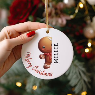 Personalisierter Weihnachtsmann aus Lebkuchen für  Keramik Ornament