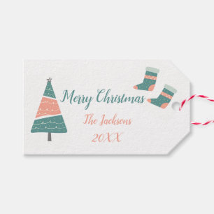 Personalisierter Weihnachtsmann, Baum und Strumpf Geschenkanhänger
