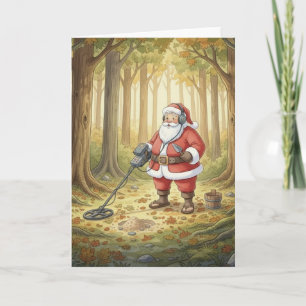 Personalisierter Weihnachtsmann beim Metalldetekto Feiertagskarte
