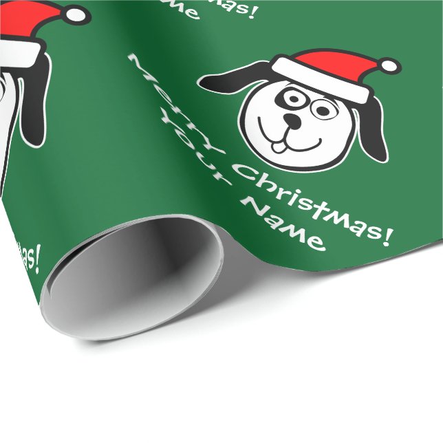 Personalisierter Weihnachtsmann-Cartoon Geschenkpapier (Rolleneckpunkt)