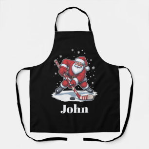 Personalisierter Weihnachtsmann Eishockey Weihnach Schürze
