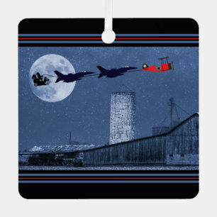 Personalisierter Weihnachtsmann, F16 Jet, Red Bipl Ornament Aus Metall