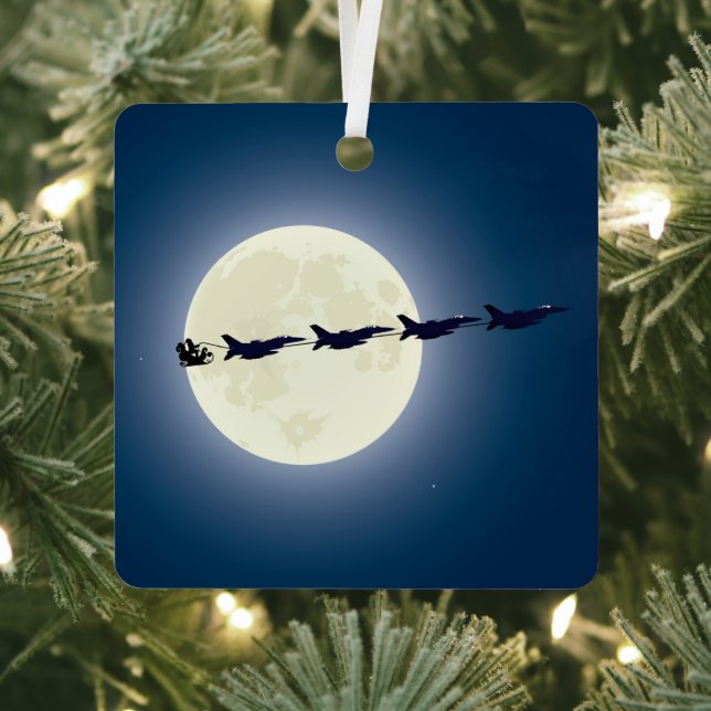 Personalisierter Weihnachtsmann/ F-16 Jets Militär Ornament Aus Metall (InSitu)