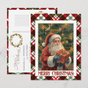 Personalisierter Weihnachtsmann im Vintage Stil mi Feiertagspostkarte