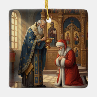 Personalisierter Weihnachtsmann in einer orthodoxe Keramikornament