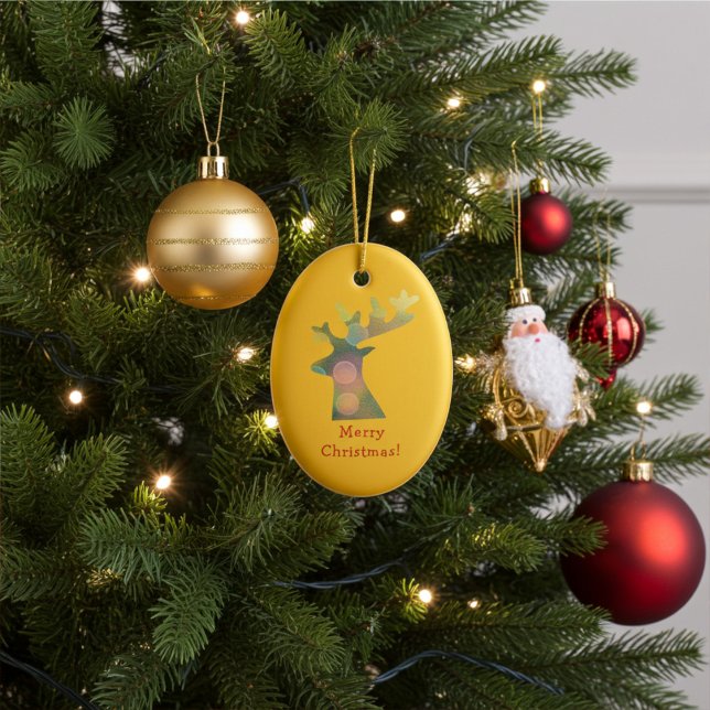 Personalisierter Weihnachtsmann in Rot und Golden Keramik Ornament (Von Creator hochgeladen)