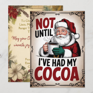 Personalisierter Weihnachtsmann Kakao Lustig Retro Feiertagskarte