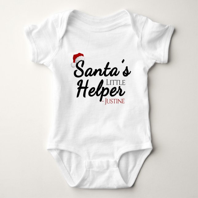 Personalisierter Weihnachtsmann, kleine Helferin,  Baby Strampler (Vorderseite)