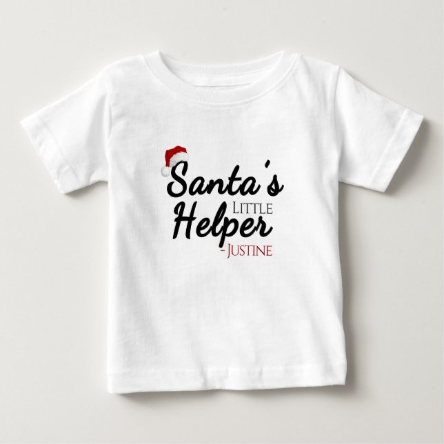 Personalisierter Weihnachtsmann, kleine Helferin,  Baby T-shirt (Vorderseite)