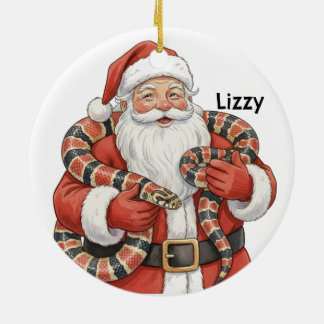 Personalisierter Weihnachtsmann mit Milchschlange Keramik Ornament