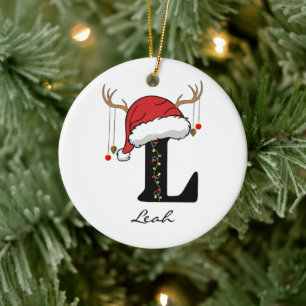 Personalisierter Weihnachtsmann-Monogramm-Schmuck Keramik Ornament
