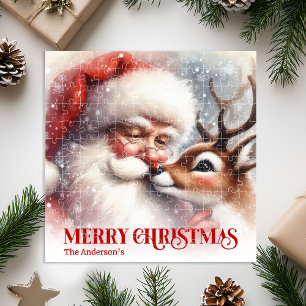 Personalisierter Weihnachtsmann Rudolph Weihnachte Puzzle