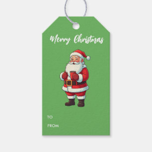 Personalisierter Weihnachtsmann trinkt heiße Schok Geschenkanhänger
