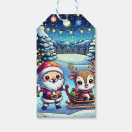 Personalisierter Weihnachtsmann und Rentier Geschenkanhänger