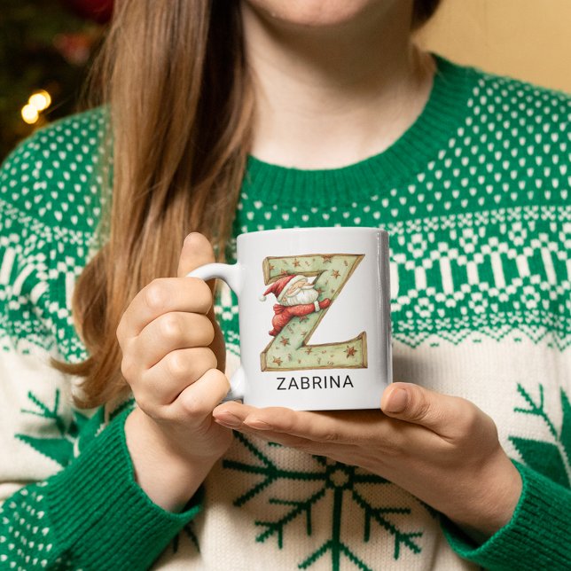 Personalisierter Weihnachtsmann-Weihnachtsmonogram Kaffeetasse (Personalized Santa Christmas Monogram Initial Z Coffee Mug)