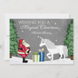 Personalisierter Weihnachtsmarkt und Einhornweihwo Feiertagskarte