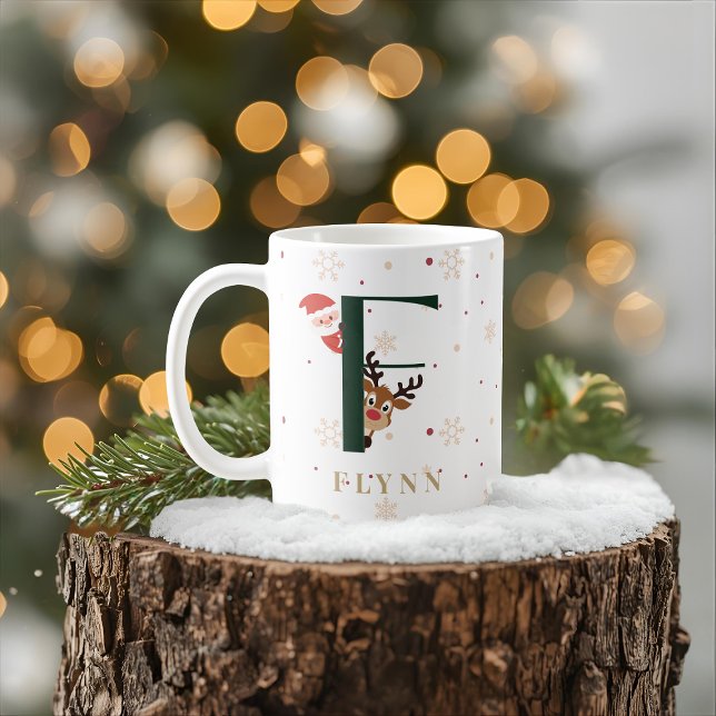 Personalisierter Weihnachtsmonogramm-F-Becher Kaffeetasse (Von Creator hochgeladen)
