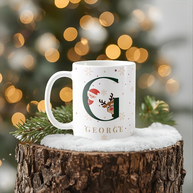 Personalisierter Weihnachtsmonogramm-G-Becher Kaffeetasse (Von Creator hochgeladen)