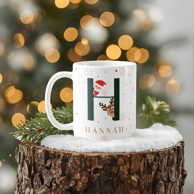 Personalisierter Weihnachtsmonogramm-H-Becher Kaffeetasse (Von Creator hochgeladen)