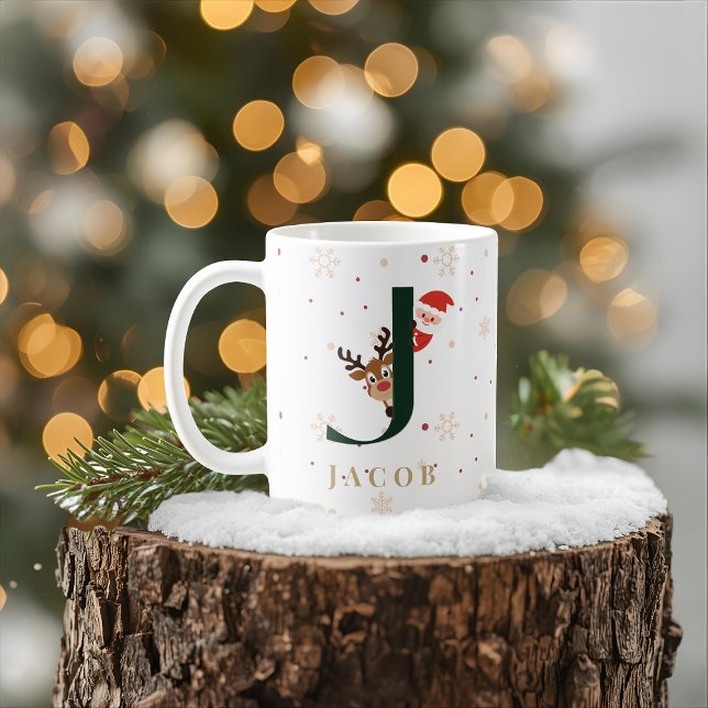 Personalisierter Weihnachtsmonogramm-J-Becher Kaffeetasse (Von Creator hochgeladen)