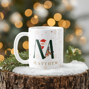 Personalisierter Weihnachtsmonogramm-M-Becher Kaffeetasse