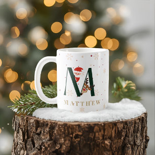 Personalisierter Weihnachtsmonogramm-M-Becher Kaffeetasse