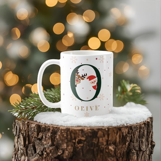 Personalisierter Weihnachtsmonogramm-O-Becher Kaffeetasse (Von Creator hochgeladen)
