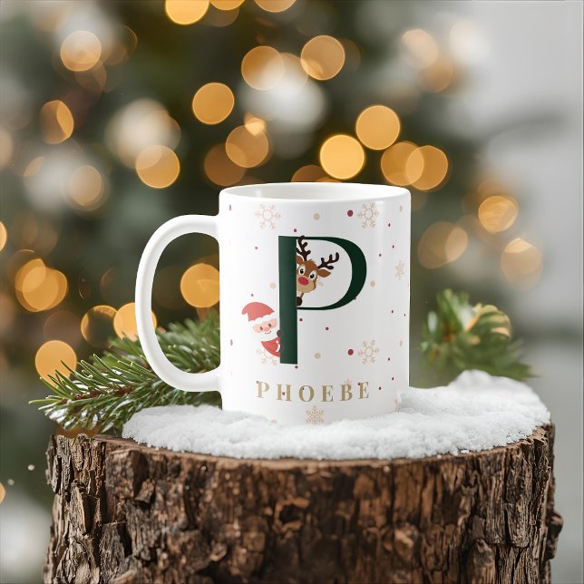 Personalisierter Weihnachtsmonogramm-P-Becher Kaffeetasse (Von Creator hochgeladen)