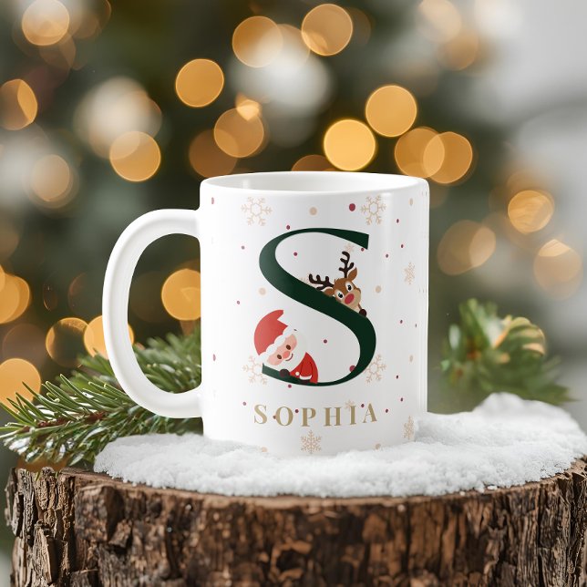 Personalisierter Weihnachtsmonogramm-S-Tasse Kaffeetasse (Von Creator hochgeladen)