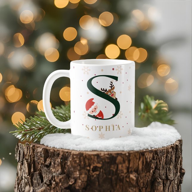 Personalisierter Weihnachtsmonogramm-S-Tasse Kaffeetasse (Von Creator hochgeladen)