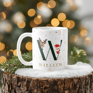 Personalisierter Weihnachtsmonogramm-W-Mug Kaffeetasse