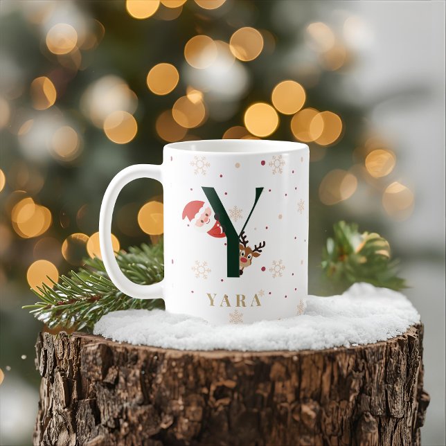 Personalisierter Weihnachtsmonogramm-Y-Becher Kaffeetasse (Von Creator hochgeladen)