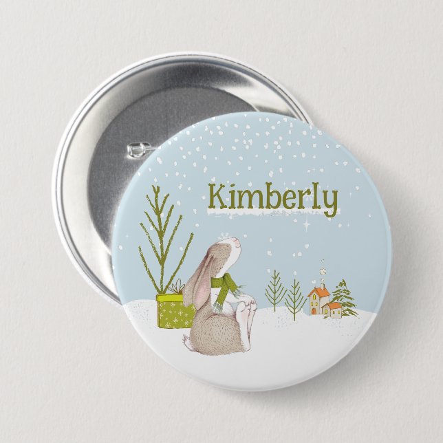 Personalisierter Weihnachtsname Button (Vorne & Hinten)
