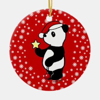 Personalisierter Weihnachtspanda-Strumpf Keramikornament