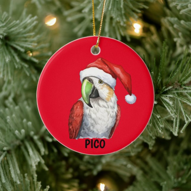 Personalisierter Weihnachtsparrot Keramik Ornament (Baum)