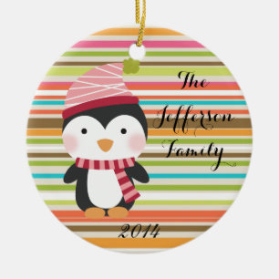Personalisierter Weihnachtspenguin Keramik Ornament