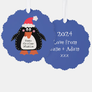 Personalisierter WeihnachtsPenguin Ornament Karte