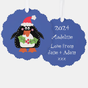 Personalisierter WeihnachtsPenguin Ornament Karte