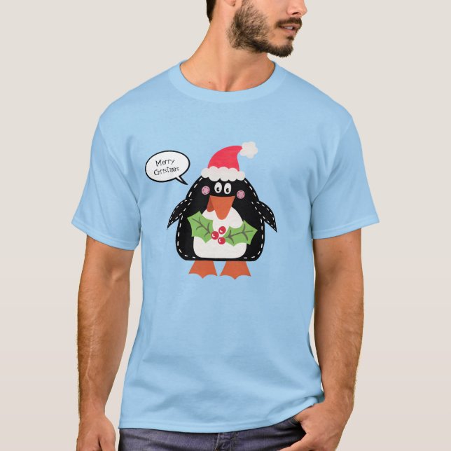 Personalisierter WeihnachtsPenguin T-Shirt (Vorderseite)