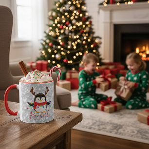 personalisierter Weihnachtspinguin Tasse