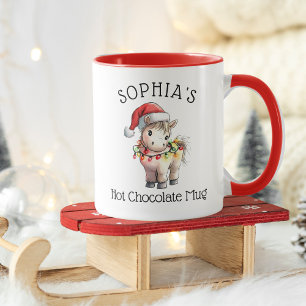 Personalisierter Weihnachtspony-Heißschokolade-Kin Tasse
