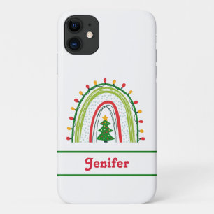 Personalisierter Weihnachtsregenbogen Rot Grün Case-Mate iPhone Hülle