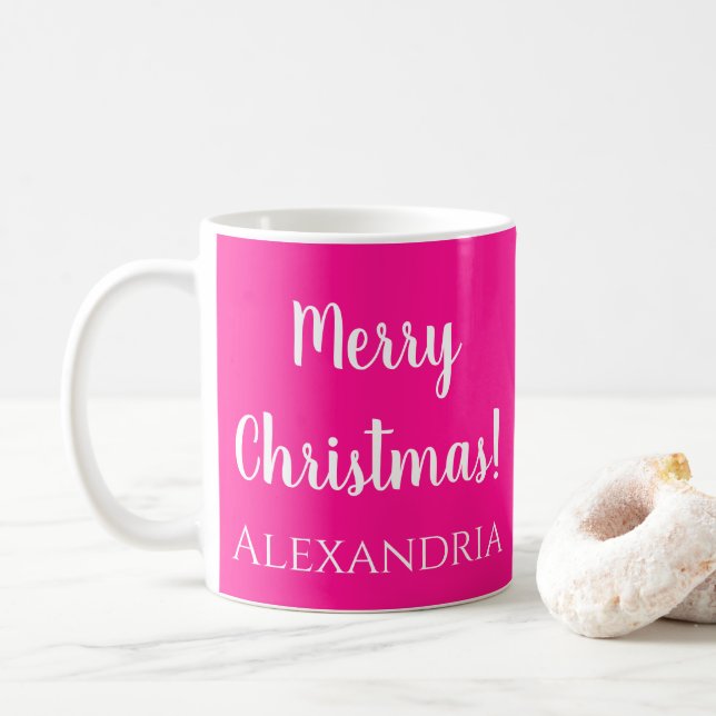 Personalisierter Weihnachtsrosa Kaffeetasse (Mit Donut)