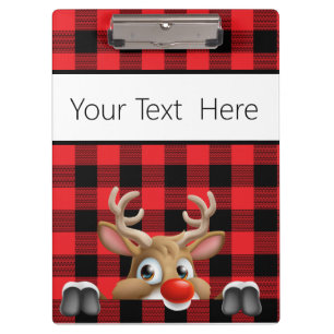 Personalisierter Weihnachtsrot und Black Buffalo K Klemmbrett