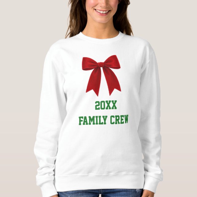 Personalisierter Weihnachtsroter Bogen Klassischer Sweatshirt (Vorderseite)