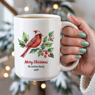 Personalisierter Weihnachtsroter Kardinal und Berr Kaffeetasse