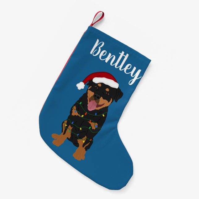 Personalisierter Weihnachtsrottweiler Kleiner Weihnachtsstrumpf (Vorderansicht (hängend))