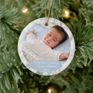 Personalisierter Weihnachtsschmuck mit Foto auf bl