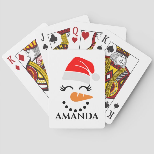 Personalisierter Weihnachtsschneemann mit individu Spielkarten (Rückseite)